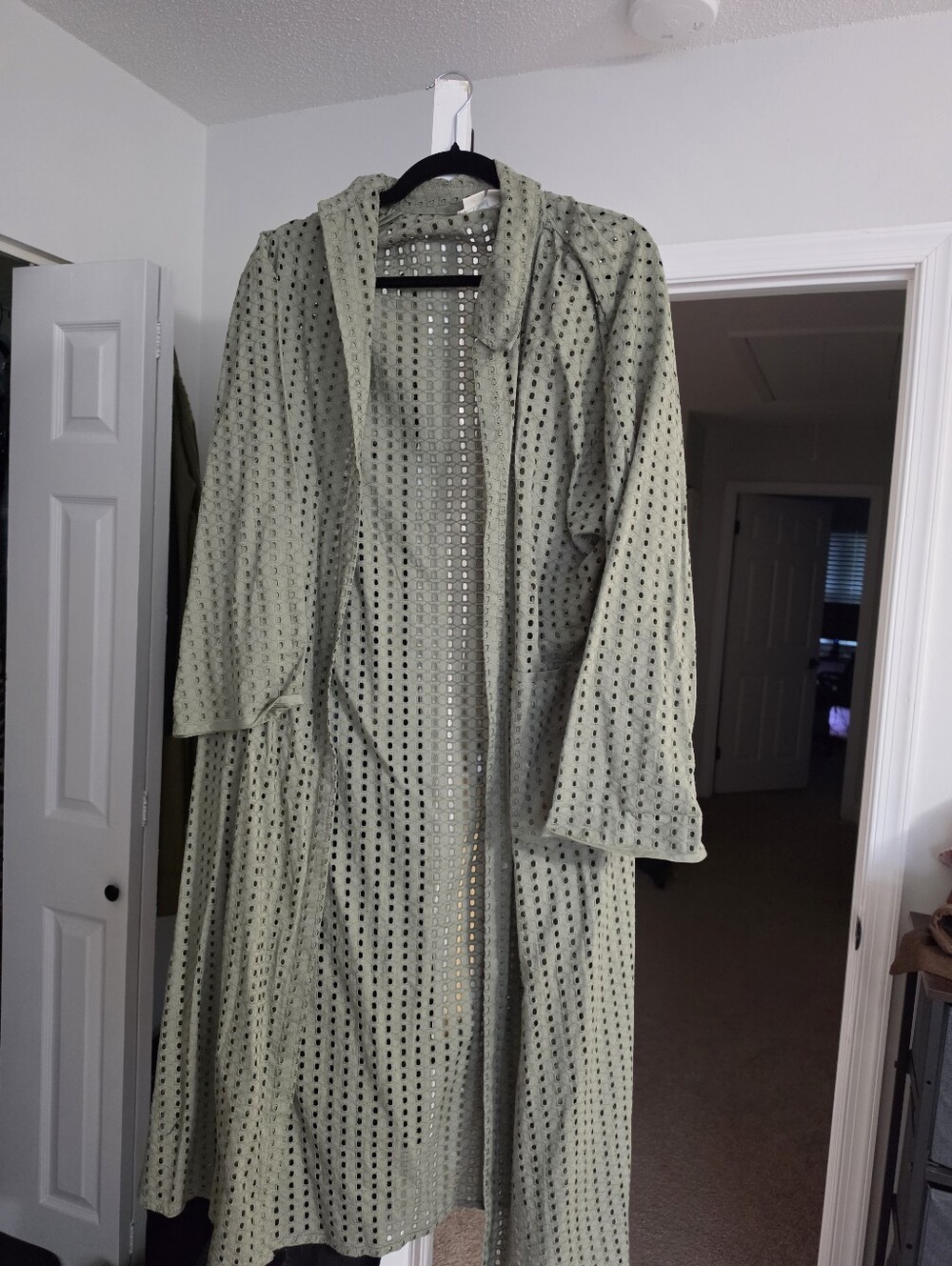 Anthropologie Sage Eyelet Trench Coat